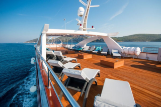 Sun deck and lounge area aboard a Croatia small ship cruise