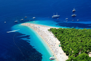 Zlatni Rat beach on Brač viewed from the air