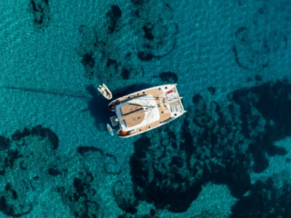 Lagoon 560 catamaran charter in Croatia – aerial view