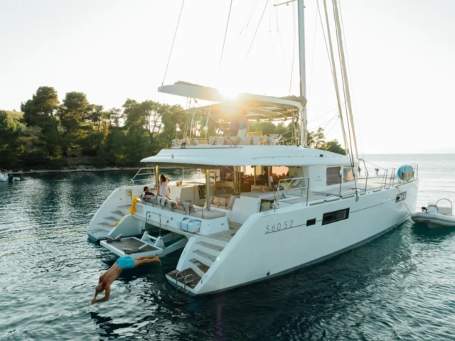 Lagoon 560 catamaran charter in Croatia – sunset