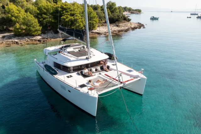 Lagoon 450 catamaran charter in Croatia – aerial view
